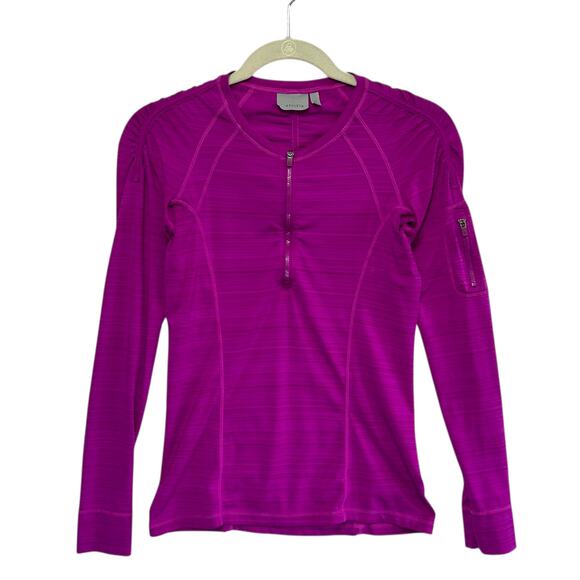 Athleta Tops - Athleta Pacifica UPF 1/4 Zip Top Women's Sz XS Purple Ruched Long Sleeve Sporty